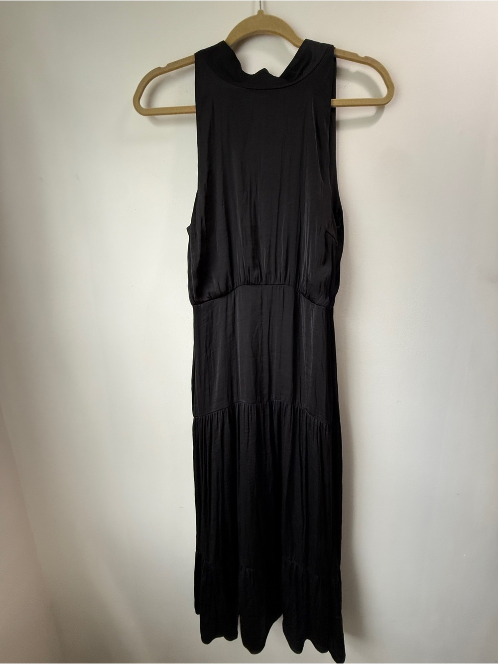 Sam Edelman Black Sleeveless Tiered Maxi with High Neck